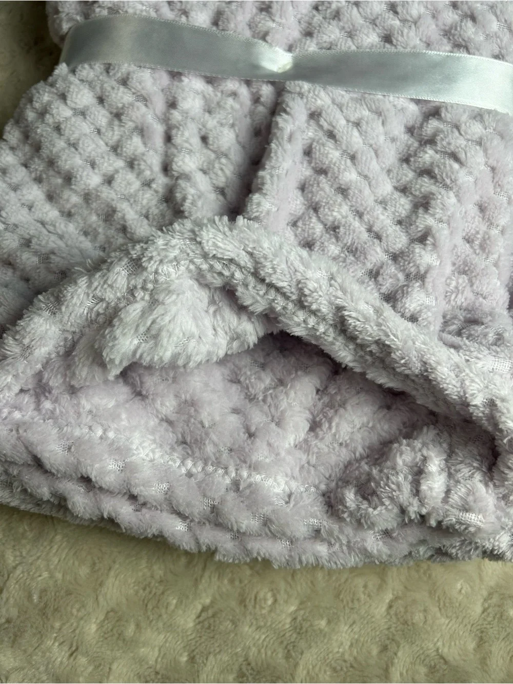 Born Loved Solid Purple Honeycomb Baby Blanket Textured Soft Plush